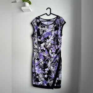 Chic Black and Purple Floral Midi Dress